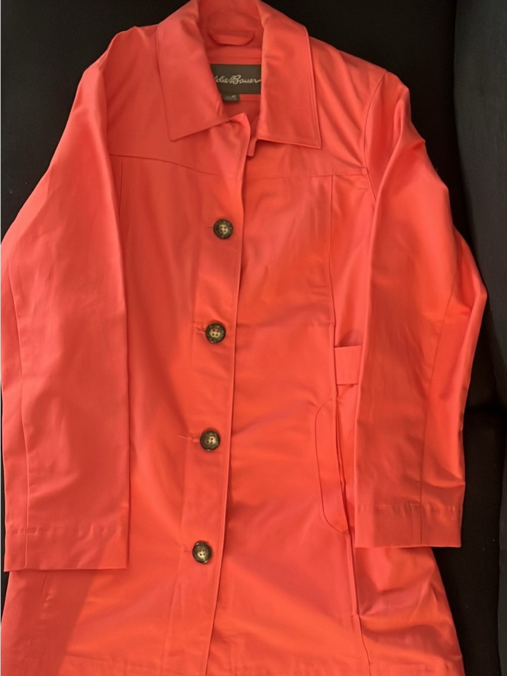 Eddie Bauer Women's Coral-Red Single-Breasted Trench